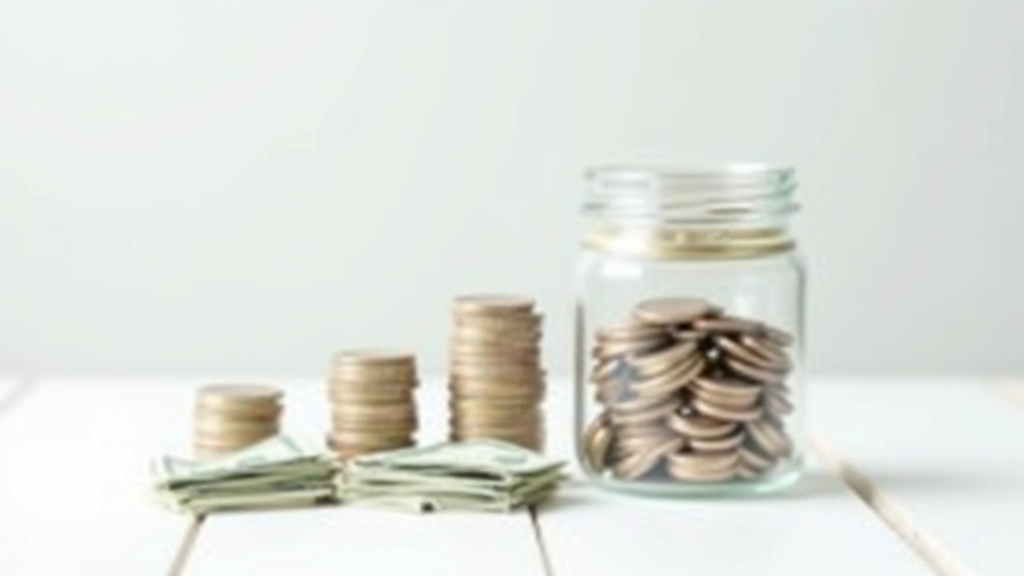 Person opening a glass savings jar filled with coins and bills on a white surface