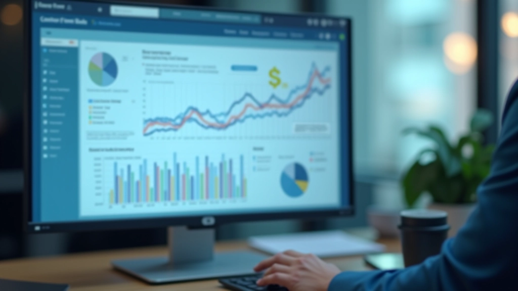 Financial charts and analytics displayed on computer monitor