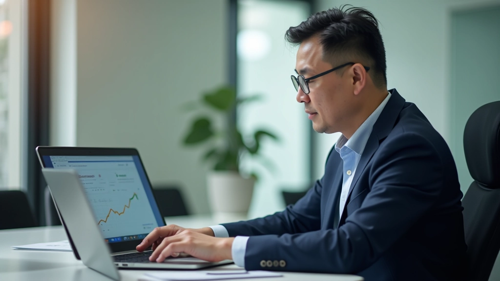 Financial spreadsheet with interest rates and loan calculations displayed on laptop screen