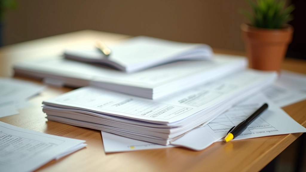 Training materials including workbooks, notebooks, and personal finance planning tools arranged neatly